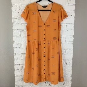 Pendleton Orange Midi Dress with Button Detail